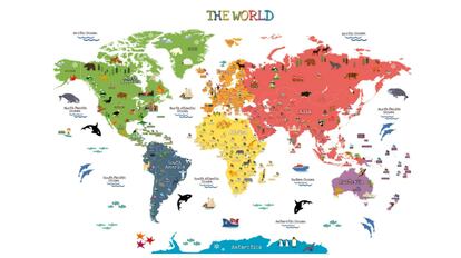 Mapa del mundo infantil educativo