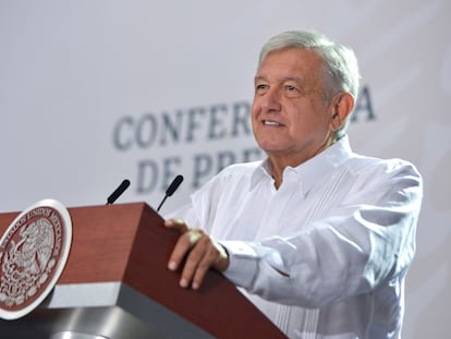 Andrés Manuel López Obrador en una conferencia en Campeche este miércoles.