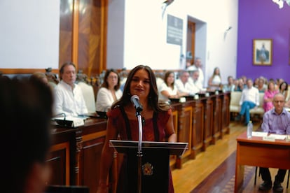 Ana Núñez durante la toma de posesión de su cargo como concejal de Deportes del Ayuntamiento de Jaén el 6 de septiembre. / @PPJaén