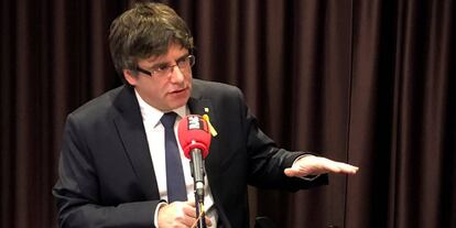 Carles Puigdemont durante la entrevista en RAC1. 