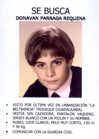 Cartel de búsqueda de Donovan Párraga.