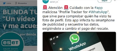 Tuit de Eset en el que advierte del timpo de Profile Tracker.