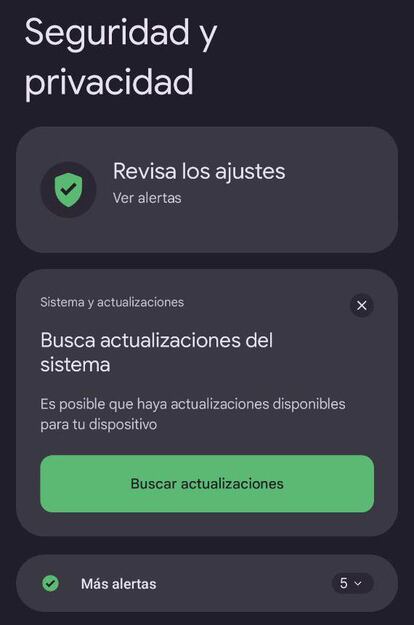 Apartado de seguridad en el sistema operativo Android