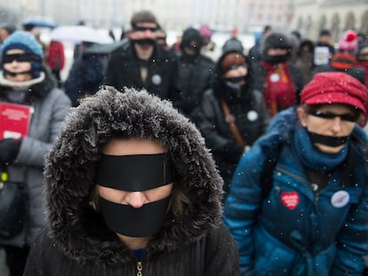 Una protesta contra el control político sobre las personas desarrollada en Cracovia, Polonia, el pasado 21 de enero de 2018.