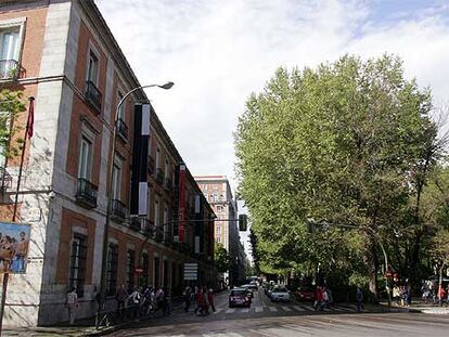 El museo Thyssen-Bornemisza y la arboleda del paseo del Prado.