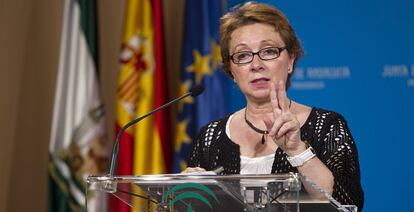 Carmen Martínez Aguayo, tras el Consejo de Gobierno.
