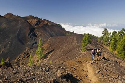 Sendero en la ruta de los Volcanes, La Palma.