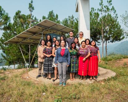 Susana Arrechea in one of the indigenous communities in Guatemala where she has carried out the New Sun Road Guatemala project.