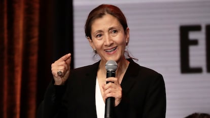 Ingrid Betancourt durante un debate presidencial en Bogotá, el 25 de enero.