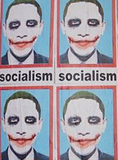 Cartel de Obama convertido en Joker.