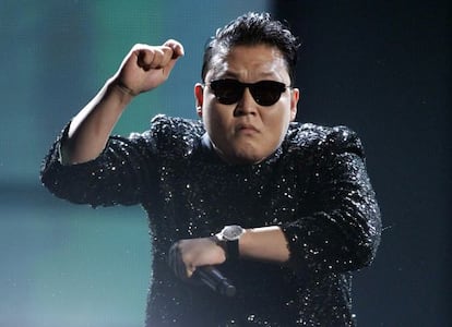 El m&uacute;sico coreano Psy, bailando &#039;Gangnam Style&#039; en los MTV Music Awards. 