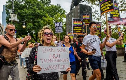 Protesta contra la discriminación de la comunidad LGTB en Central Park.