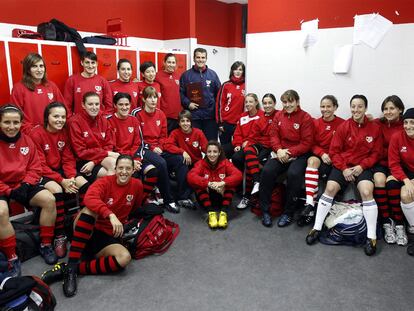 El equipo del Rayo Vallecano femenino, antes de un entrenamiento la semana pasada.