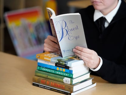 'The Bluest Eye,' by Toni Morrison, is seen along with other books that have been the subject of complaints from parents, on December 16, 2021, in Salt Lake City.