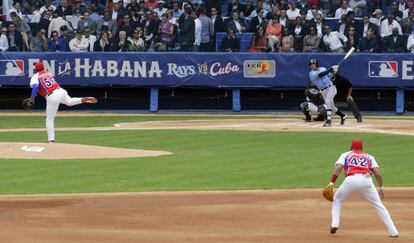 Un momento del partido entre la selección de Cuba y los Tampa Bays Rays.