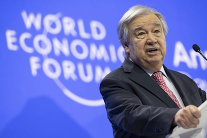 Antnio Guterres, secretario general de Naciones Unidas, este mircoles durante su discurso en Davos, Suiza.