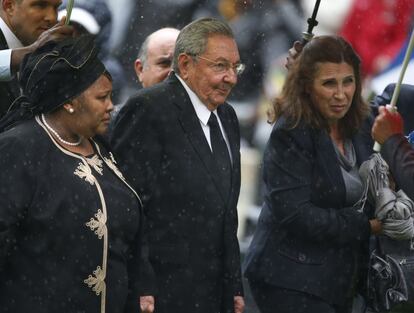El presidente cubano Raul Castro a su llegada al memorial.
