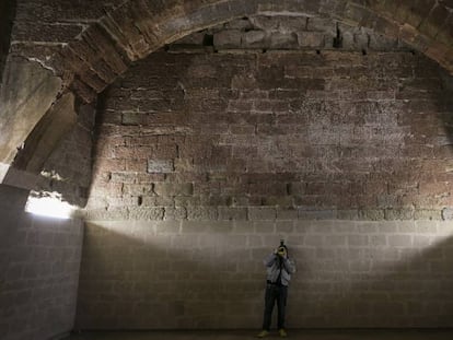 Uno de los arcos de la sala capitular de Sijena, tal y como est&aacute; en la actualidad.