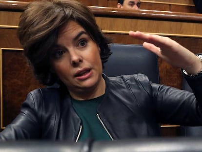 La vicepresidenta del Gobierno, Soraya Sáenz de Santamaría, en el Congreso.