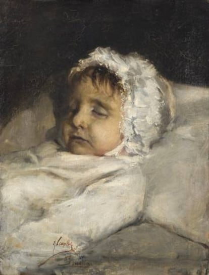 Cabeza de niña sobre lecho, de Joaquin Sorolla.