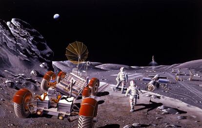 Recreaci&oacute;n de una base lunar realizada por la agencia espacial norteamericana. 