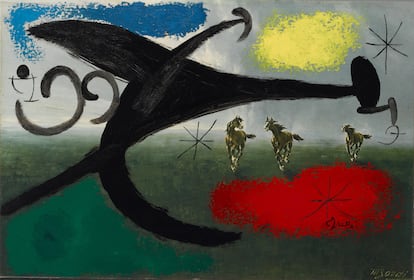 'Chevaux en fuite par le vol de l'oiseau-terreur' (1976), óleo de Joan Miró, en Es Baluard Museu d'Art Contemporani de Palma.
