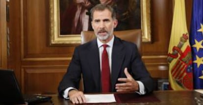 Felipe VI addressing the nation on October 3, 2017.