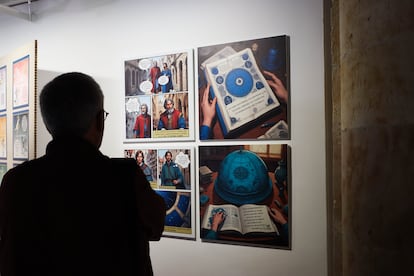 Una imagen de la exposición ‘Sobre fondo azul’, en la Universidad de Salamanca.