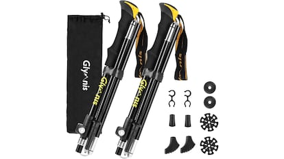 Los bastones de 'trekking' de Glymnis son ligeros y de altura ajustable.