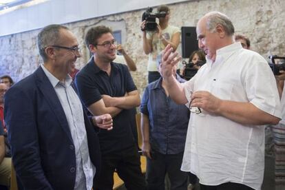 Lluís Rabell (dreta) amb Coscubiela (esquerra) i Fachin.