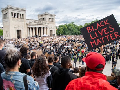 Manifestación contra la muerte del afroamericano George Floyd, en Múnich el sábado pasado.