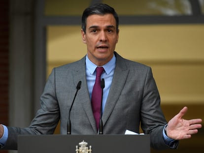 Spain's Prime Minister Pedro Sánchez after the Cabinet meeting on Tuesday.