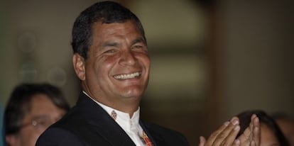 El presidente ecuatoriano, Rafael Correa, este domingo en Quito. 