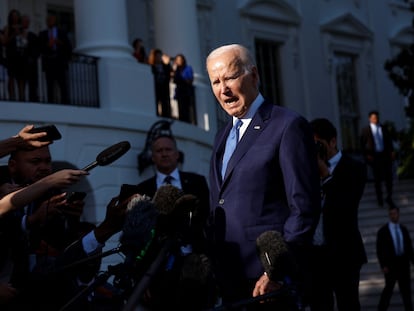 U.S. President Joe Biden speaks to the media