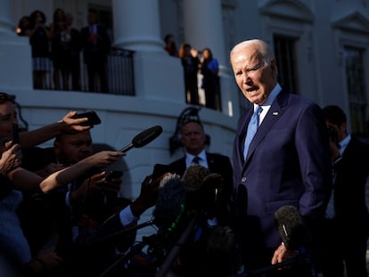 U.S. President Joe Biden speaks to the media