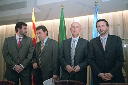 De izquierda a derecha, Anxo Quintana, Artur Mas, Josep Antoni Duran y Josu Jon Imaz.
