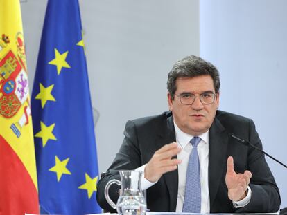 José Luis Escrivá, ministro de Inclusión, Seguridad Social y Migraciones, el martes en la rueda de prensa tras el Consejo de Ministros.