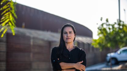 San Ysidro, CA - Erika Pinheiro, lawyer who works with asylum seekers in Tijuana, MEX, poses for a picture in front of the USA-MEXICO border in the city of San Ysidro, San Diego County, California on September 28, 2020. (Photo by Apu Gomes)