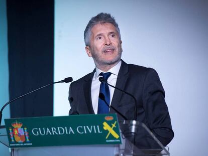 El Ministro del Interior, Fernándo Grande-Marlaska, en la presentación de la campaña de la Guardia Civil contra la trata y la explotación laboral