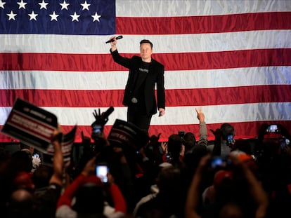 Elon Musk during a rally last week in Folsom, Pennsylvania.