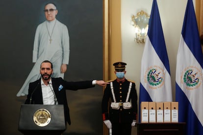 El presidente de El Salvador, Nayib Bukele, durante una conferencia de prensa en septiembre pasado, en San Salvador.