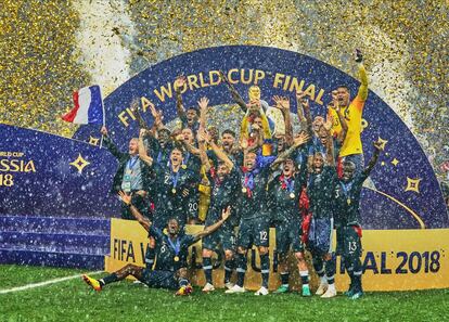 Los jugadores de la selección francesa celebran la conquista del Mundial 2018 de Rusia. (Photo by Ulrik Pedersen/NurPhoto via Getty Images)