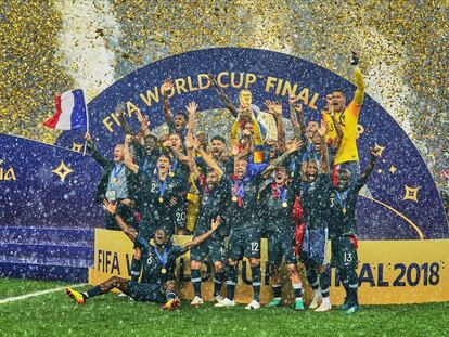 Los jugadores de la selección francesa celebran la conquista del Mundial 2018 de Rusia. (Photo by Ulrik Pedersen/NurPhoto via Getty Images)