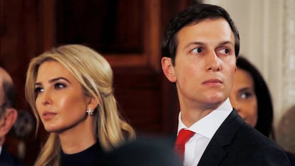 Ivanka Trump e seu marido, Jared Kushner, em uma reunião de Trump e Merkel na Casa Branca, há 10 dias