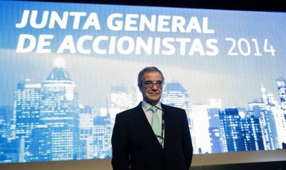 El presidente de Telef&oacute;nica, C&eacute;sar Alierta durante una junta de accionistas del grupo en Madrid.