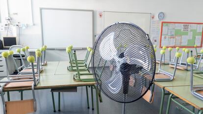 Ventiladores en aulas de la escuela Auroral (Barcelona).