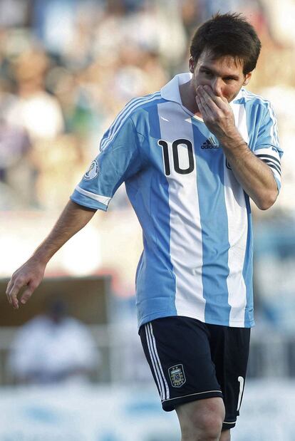 Messi, tras fallar una oportunidad.