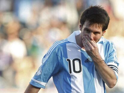 Messi, tras fallar una oportunidad.