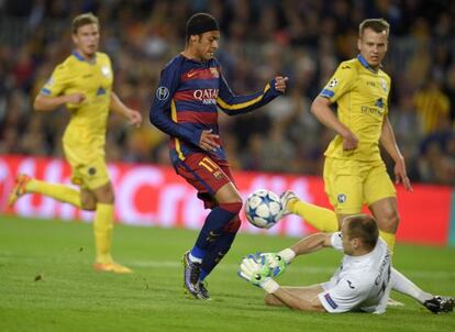 Neymar na partida do Barcelona contra BATE