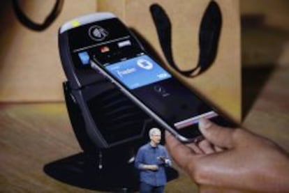 Tim Cook, consejero delegado de Apple, el pasado martes durante la presentaci&oacute;n del sistema de pago Apple Pay.